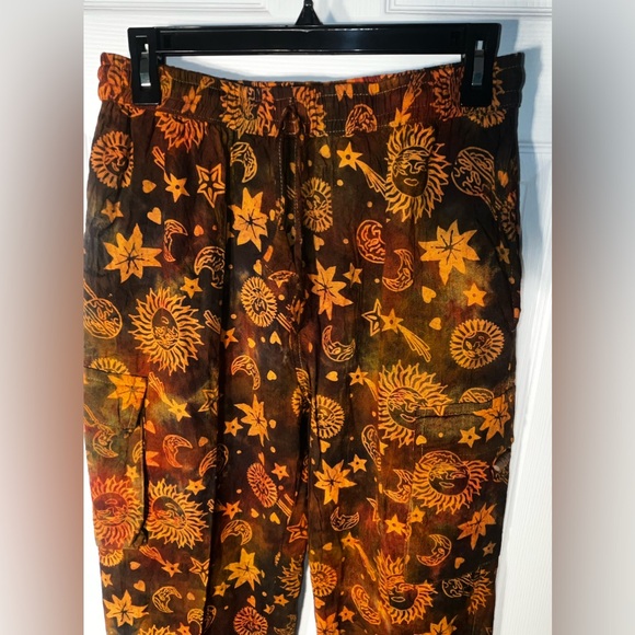 Women’s Rhea Hippie Earthy Sun Moon celestial Casual Pants Medium M Rare - Picture 2 of 12